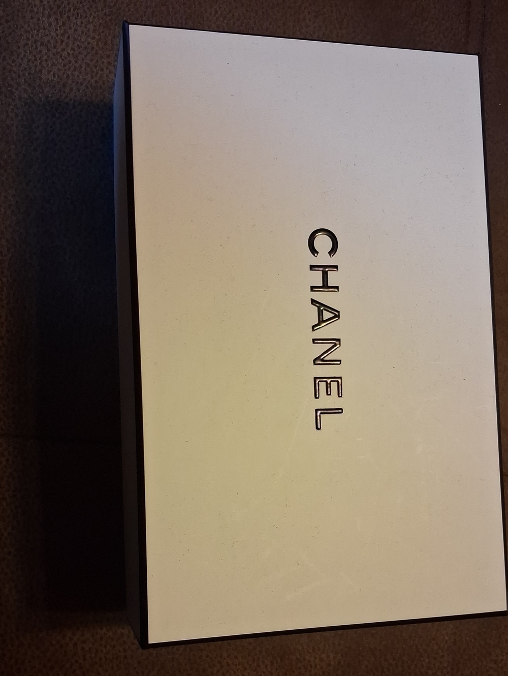 CHANEL White Box with Black Trim - Logo Top